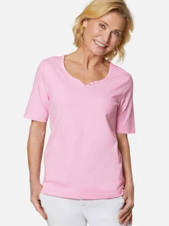 Goldner Damen Kurzarm-Shirts in rosa - Ärmel: Halbarm