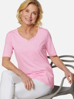 Goldner Damen Kurzarm-Shirts in rosa - Ärmel: Halbarm