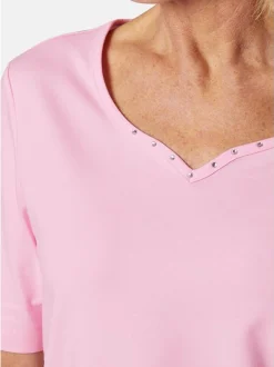 Goldner Damen Kurzarm-Shirts in rosa - Ärmel: Halbarm