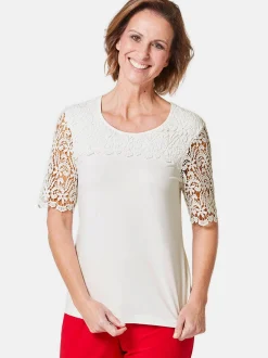 Goldner Damen Kurzarm-Shirts - Kurzgröße in weiß