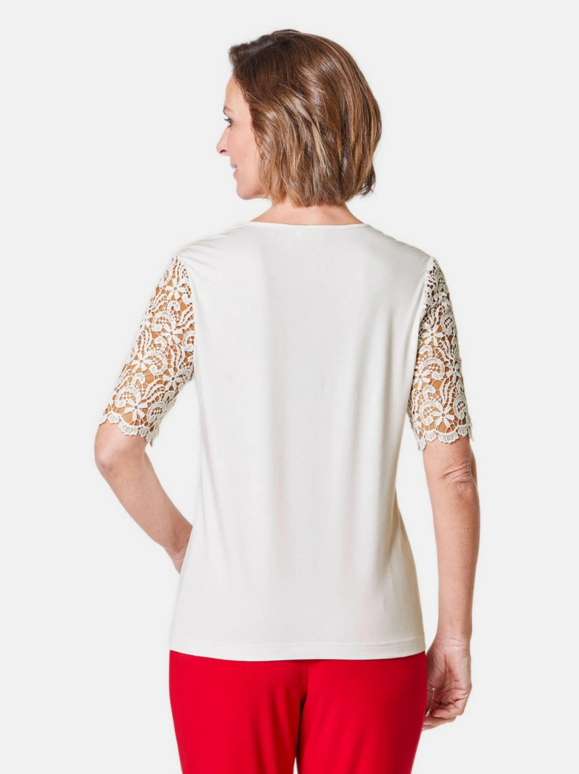 Goldner Damen Kurzarm-Shirts in weiß - Ärmel: Halbarm