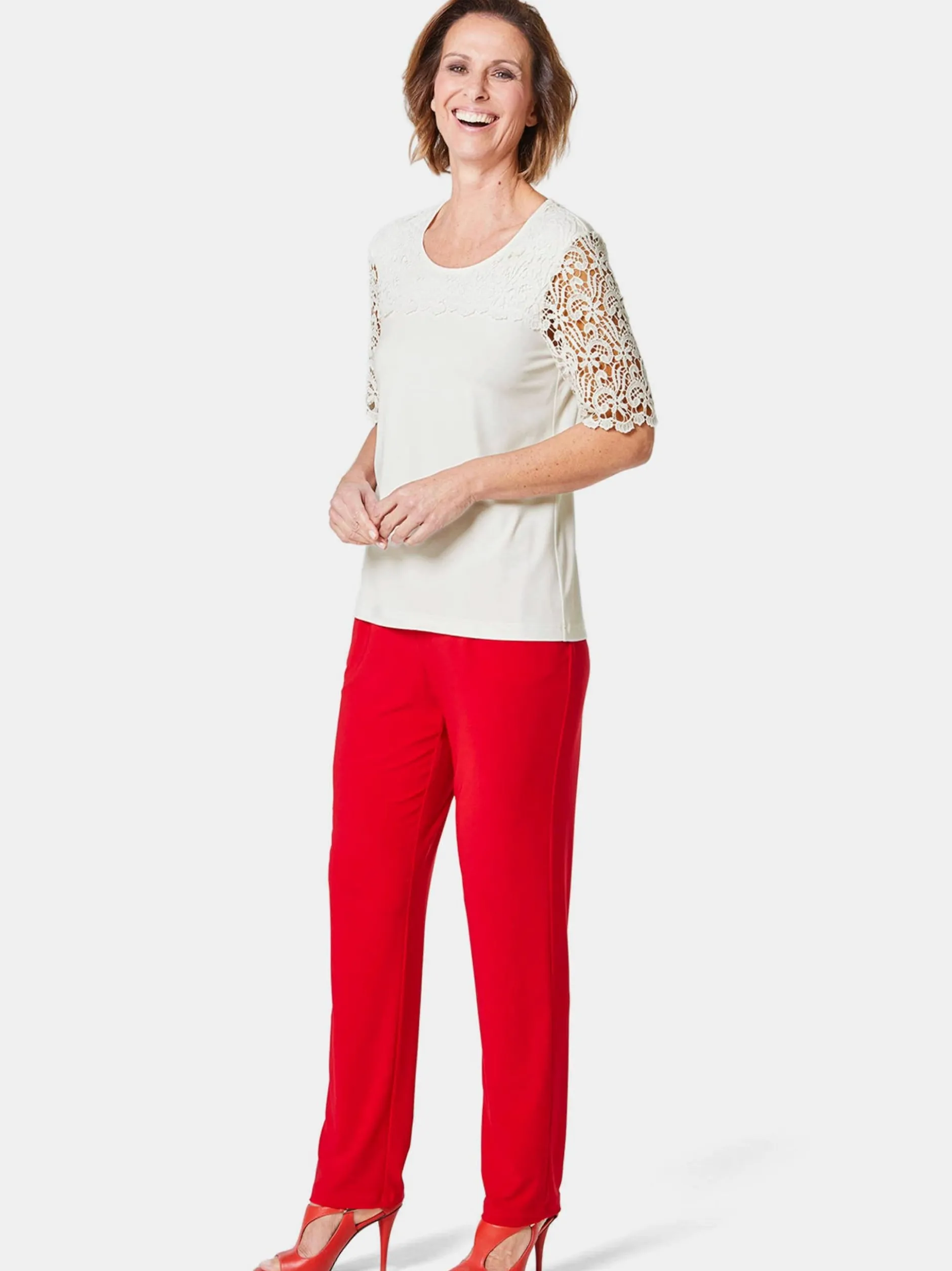 Goldner Damen Kurzarm-Shirts in weiß - Ärmel: Halbarm
