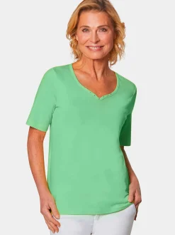 Goldner Damen Kurzarm-Shirts in grün - Ärmel: Halbarm