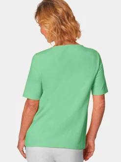 Goldner Damen Kurzarm-Shirts in grün - Ärmel: Halbarm