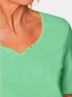 Goldner Damen Kurzarm-Shirts in grün - Ärmel: Halbarm