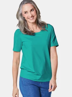 Goldner Damen Kurzarm-Shirts in türkis - Ärmel: kurzarm