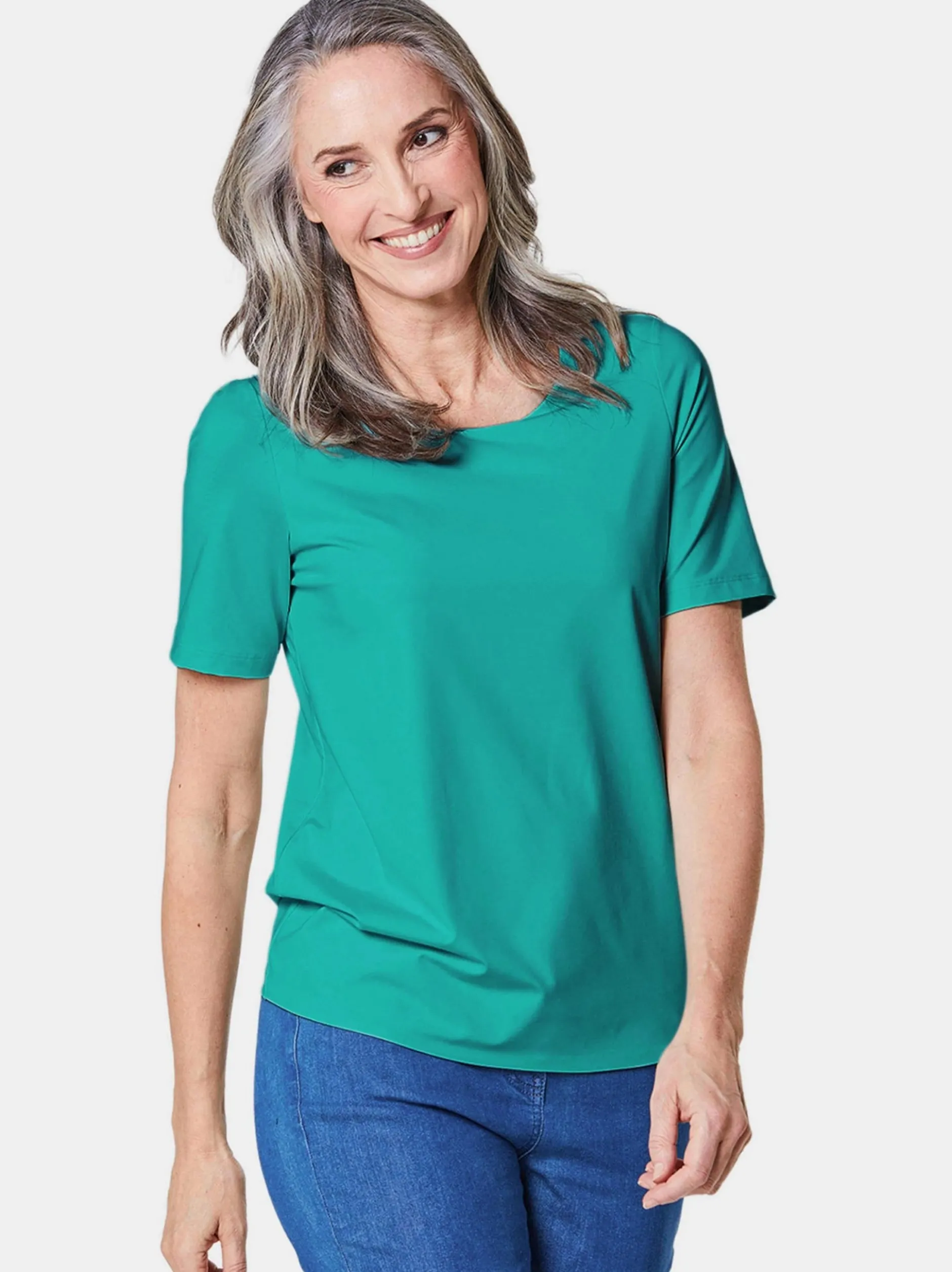 Goldner Damen Kurzarm-Shirts in türkis - Ärmel: kurzarm