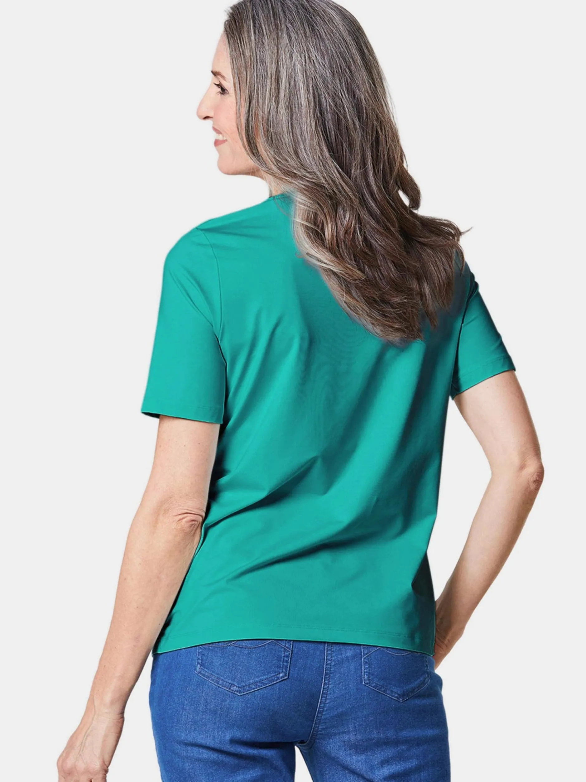 Goldner Damen Kurzarm-Shirts in türkis - Ärmel: kurzarm