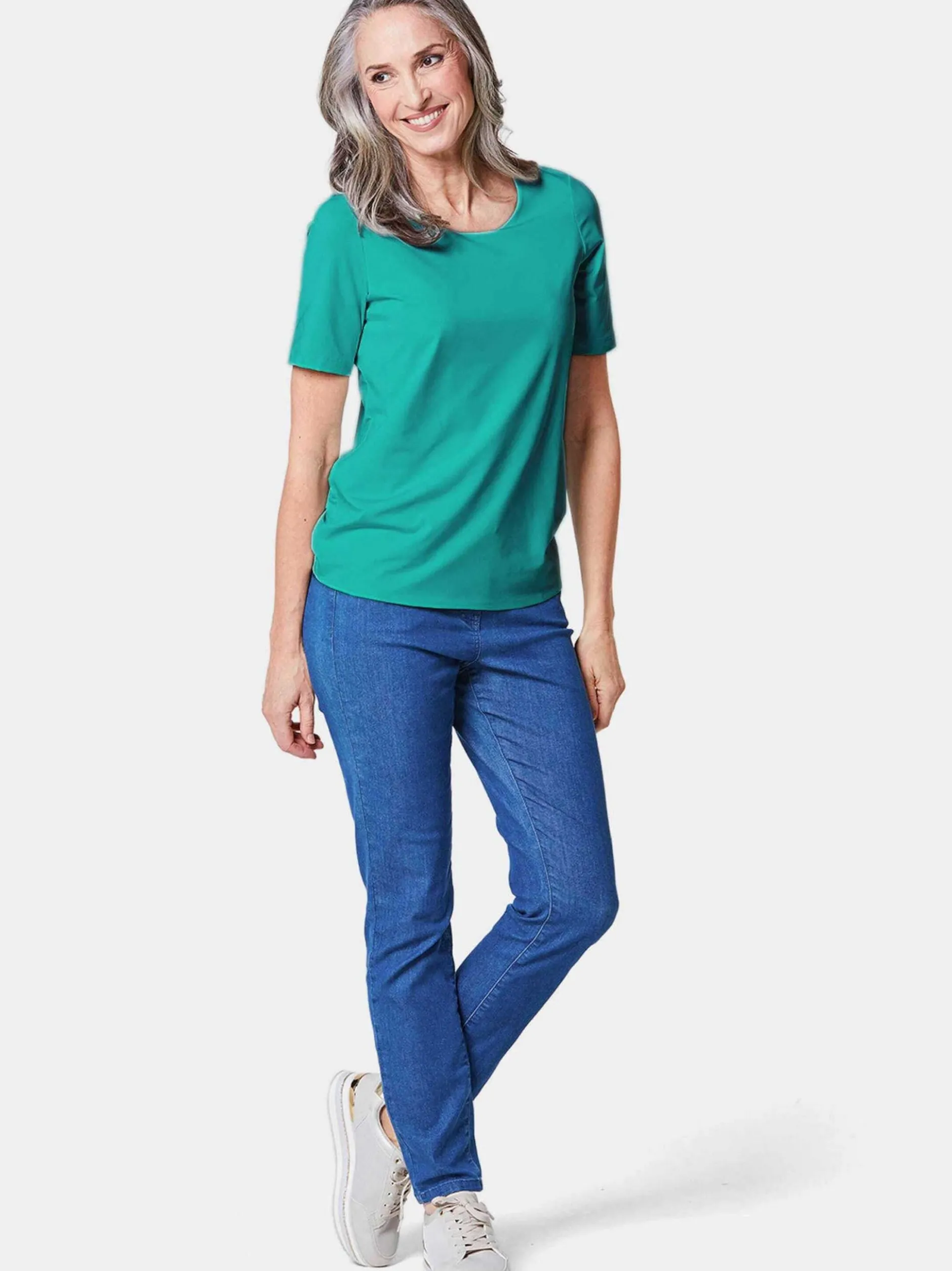Goldner Damen Kurzarm-Shirts in türkis - Ärmel: kurzarm