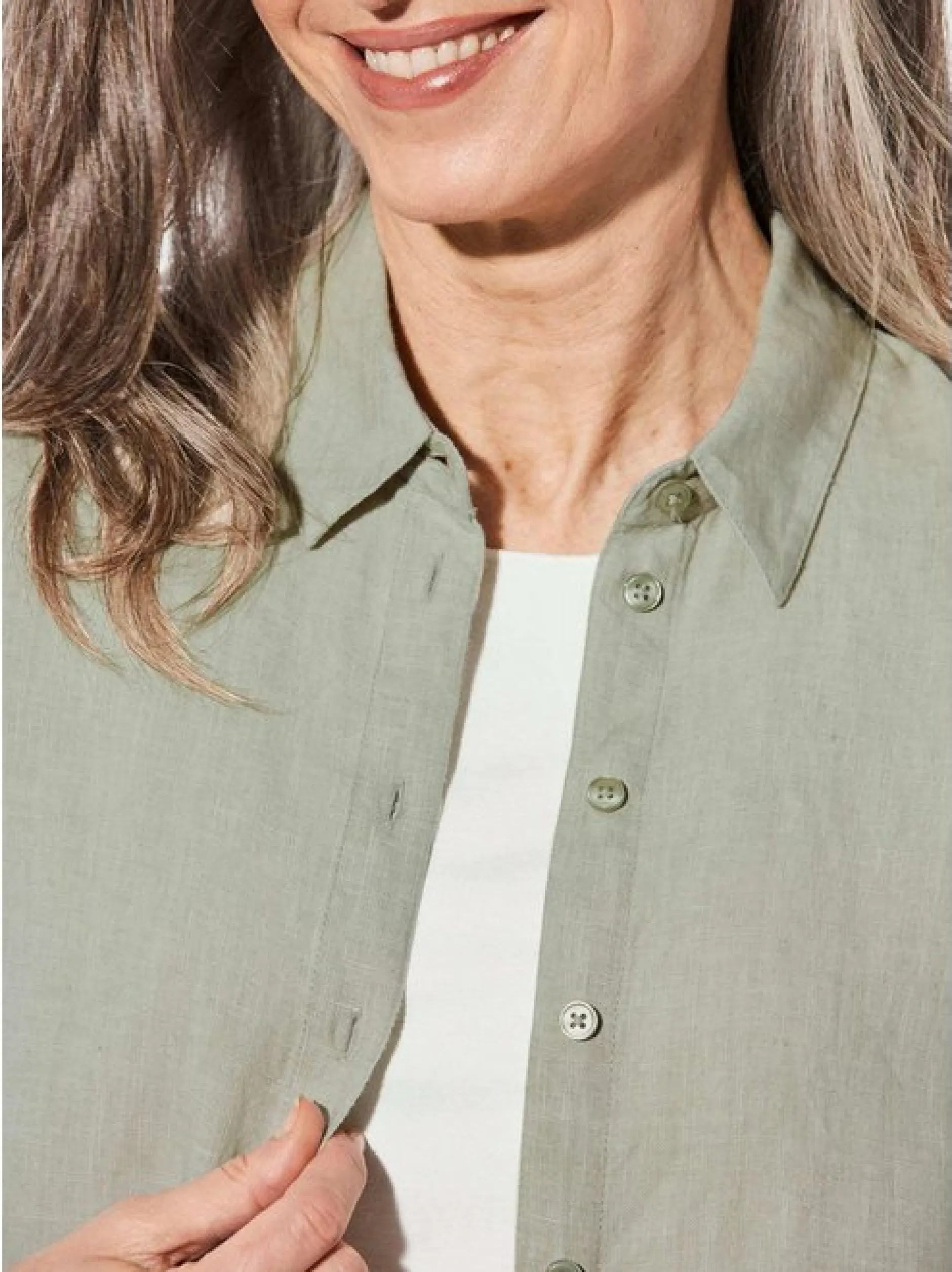 Goldner Damen Langarm-Blusen - Kurzgröße in grün