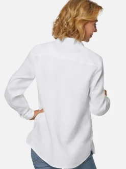 Goldner Damen Langarm-Blusen - Kurzgröße in weiß