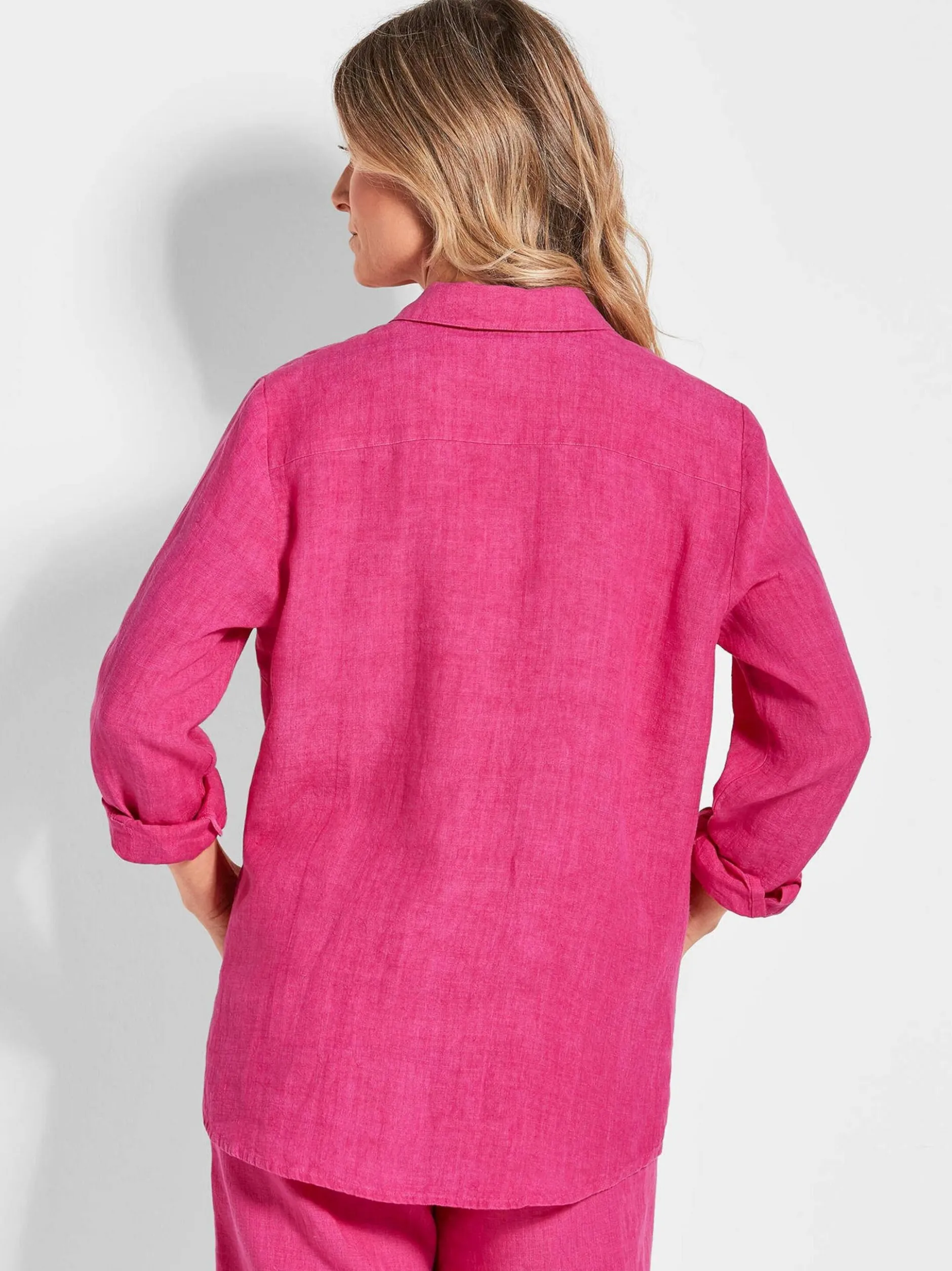 Goldner Damen Langarm-Blusen in pink - Ärmel: langarm