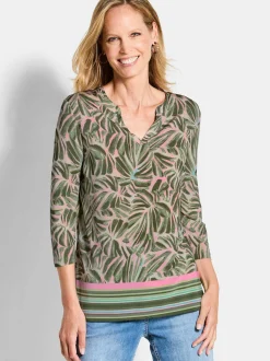 Goldner Damen Langarmshirt in khaki - Ärmel: 3/4 Arm