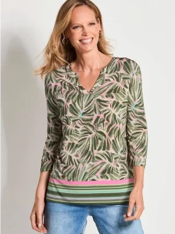Goldner Damen Langarmshirt in khaki - Ärmel: 3/4 Arm
