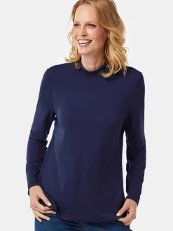 Goldner Damen Langarm-Shirts in marine - Ärmel: langarm