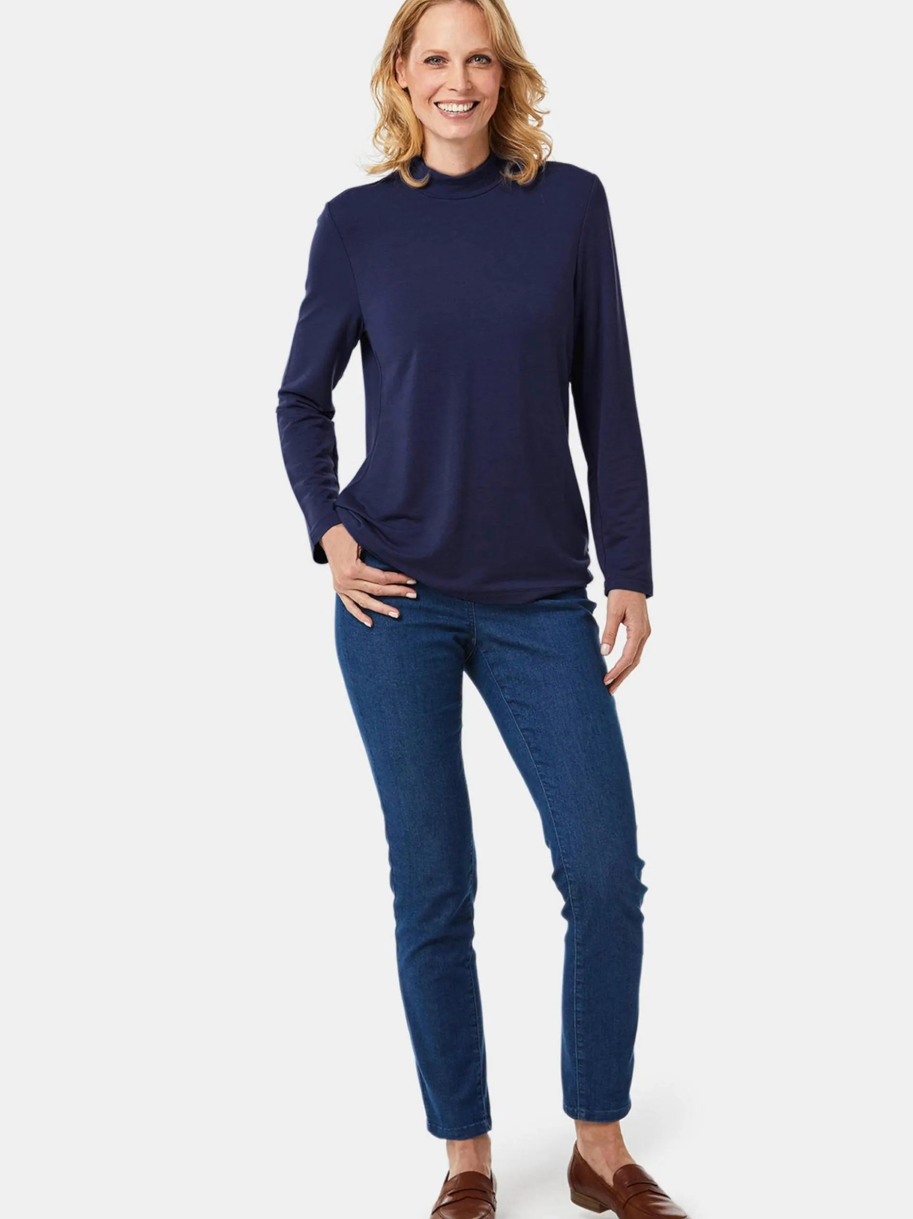 Goldner Damen Langarm-Shirts in marine - Ärmel: langarm