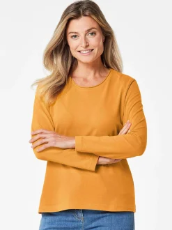 Goldner Damen Langarm-Shirts in gelb - Ärmel: langarm