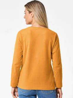 Goldner Damen Langarm-Shirts in gelb - Ärmel: langarm