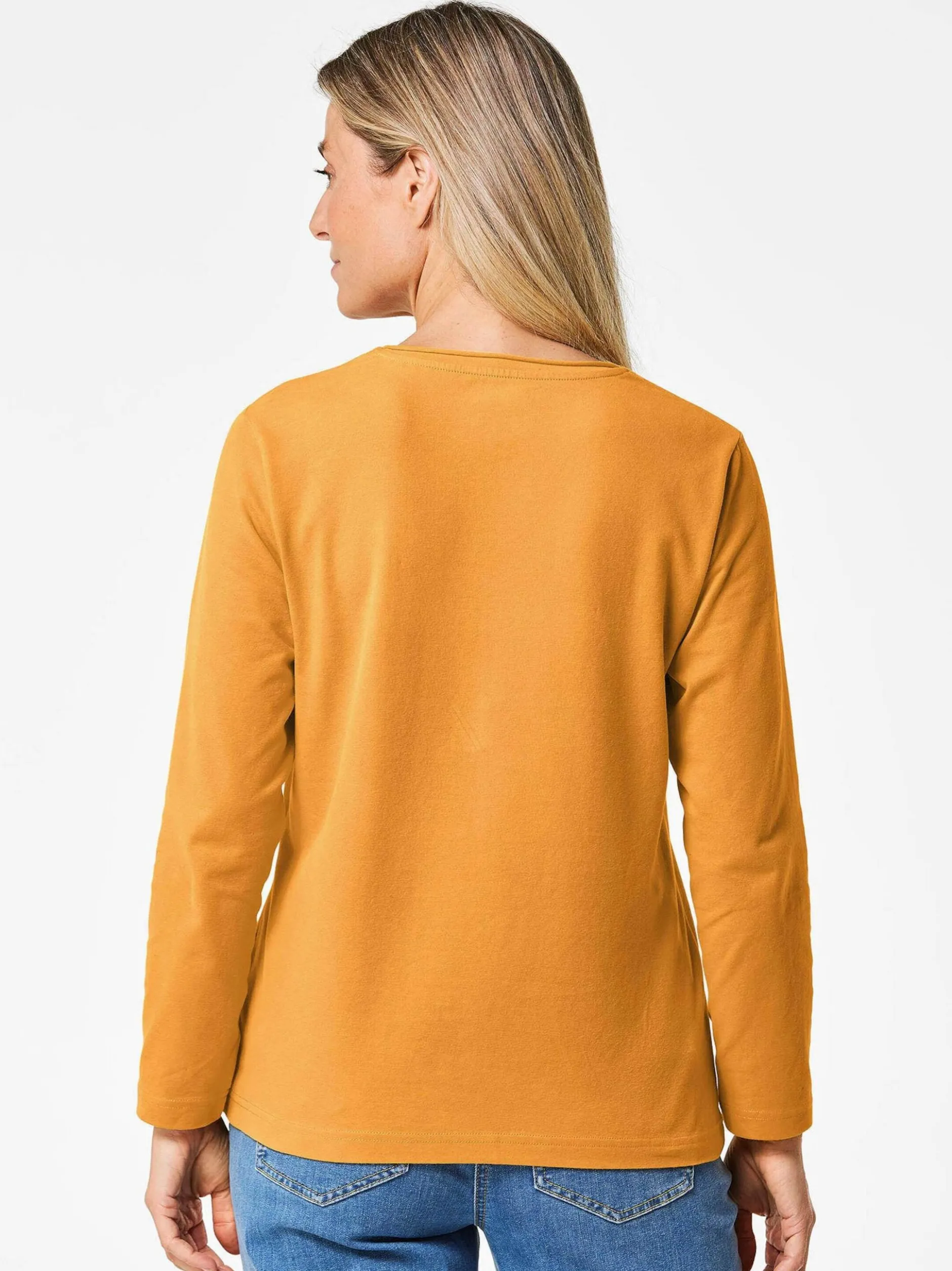 Goldner Damen Langarm-Shirts in gelb - Ärmel: langarm
