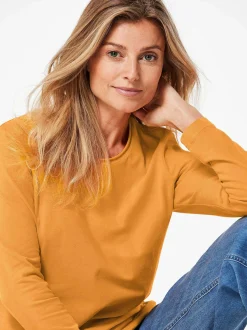 Goldner Damen Langarm-Shirts in gelb - Ärmel: langarm