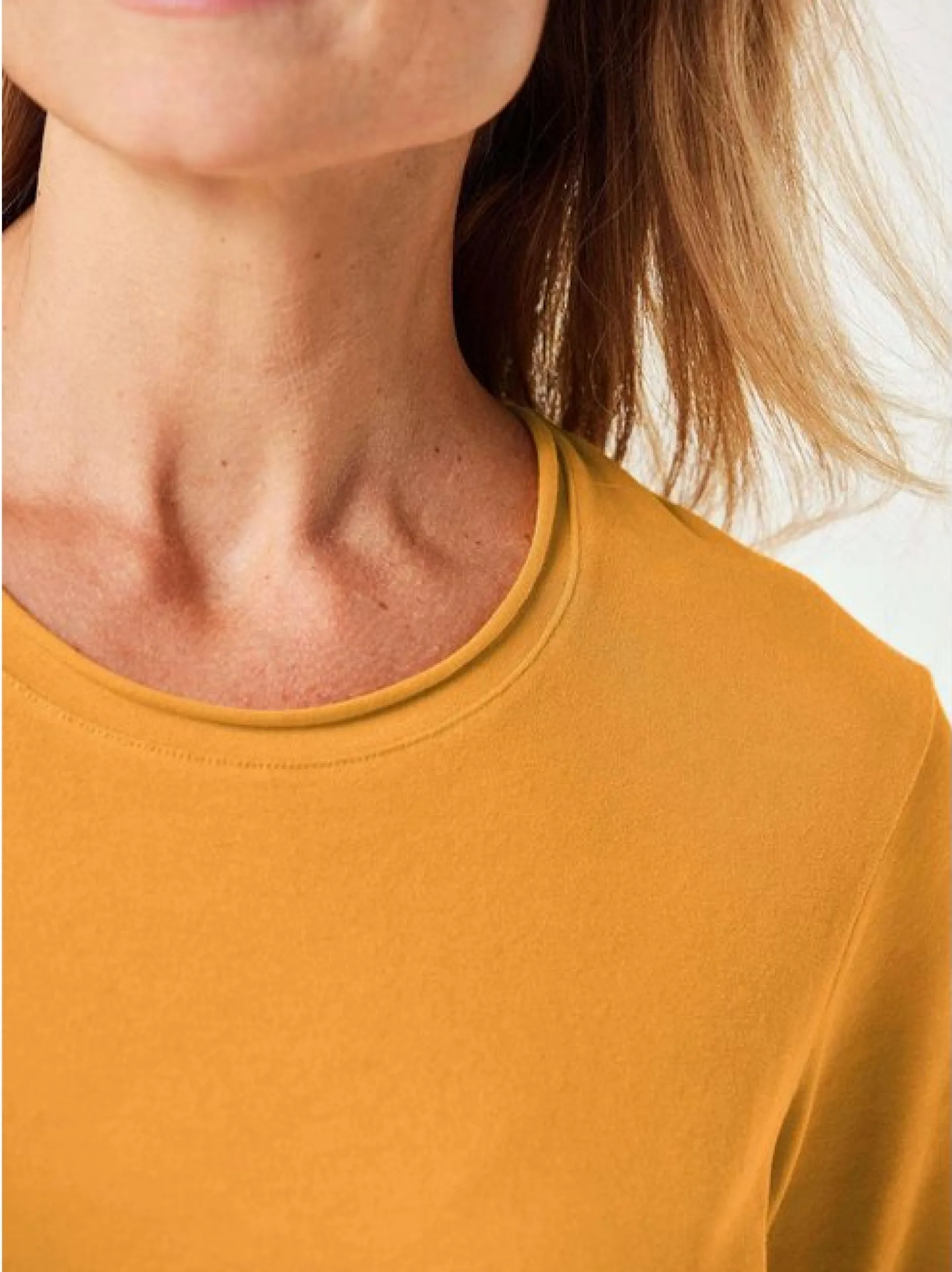 Goldner Damen Langarm-Shirts in gelb - Ärmel: langarm