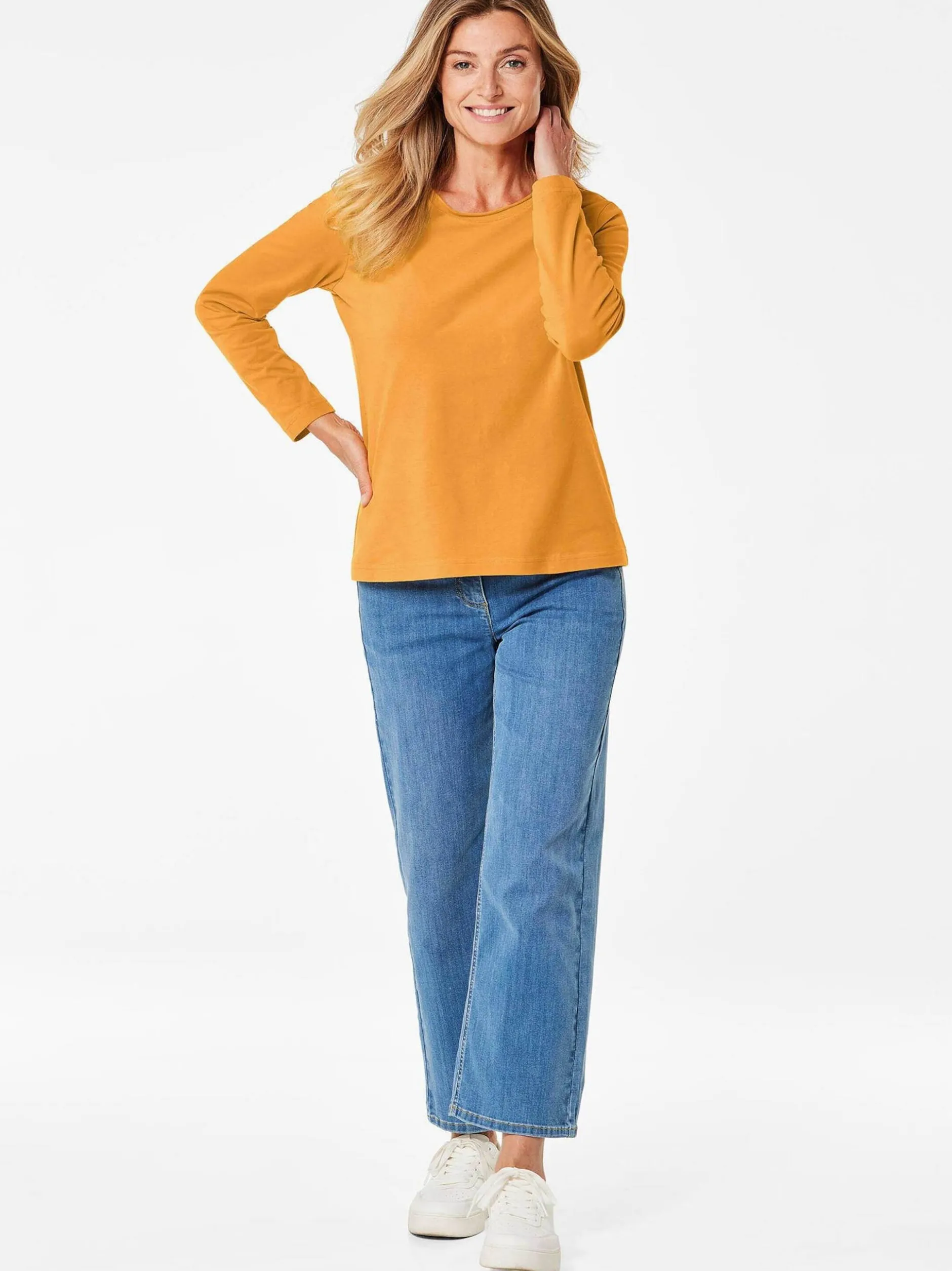 Goldner Damen Langarm-Shirts in gelb - Ärmel: langarm