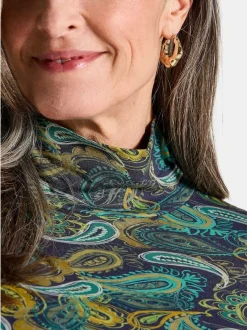 Goldner Damen Langarm-Shirts in smaragd - Ärmel: langarm