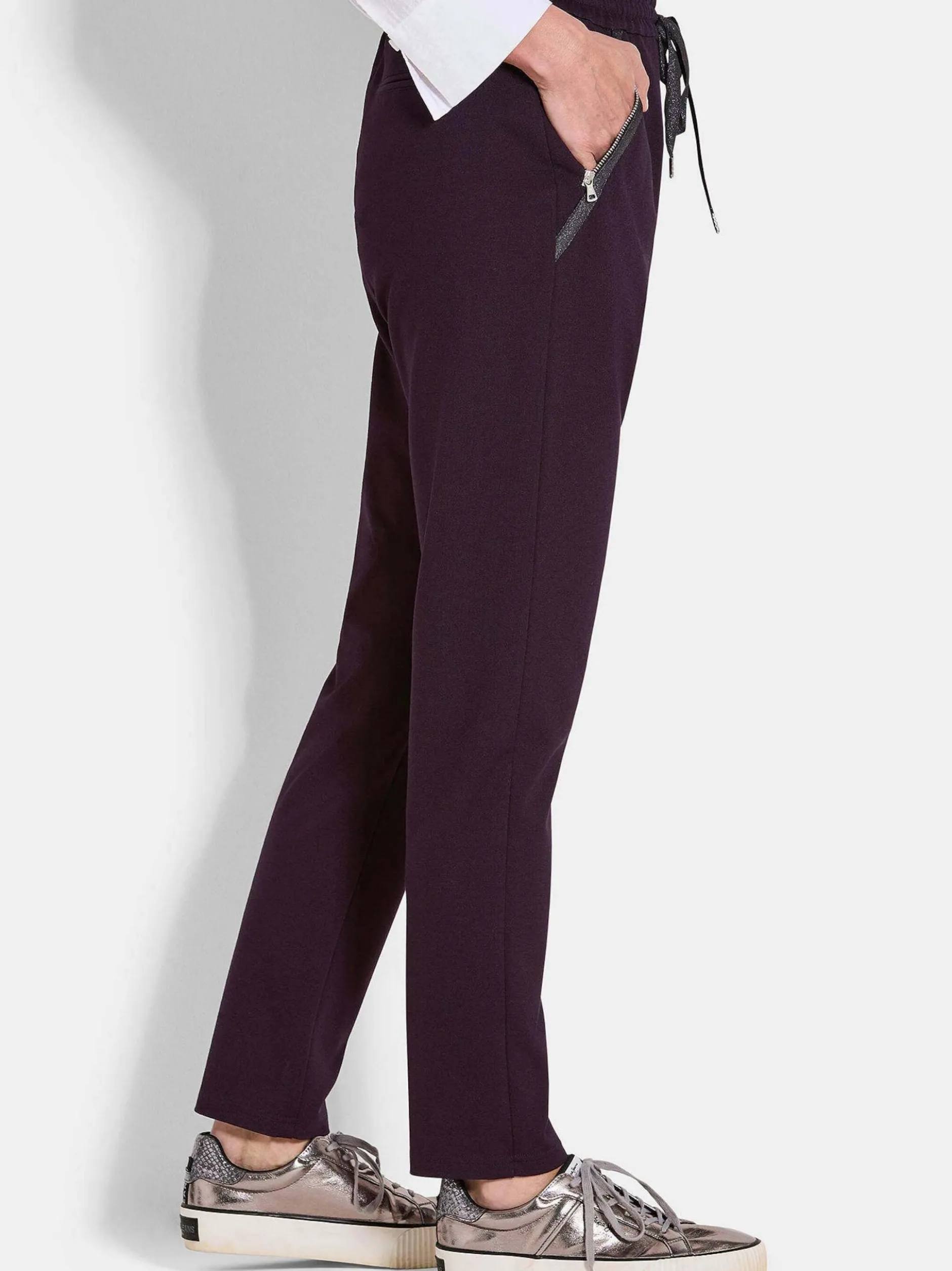Goldner Damen Lange Hosen in aubergine