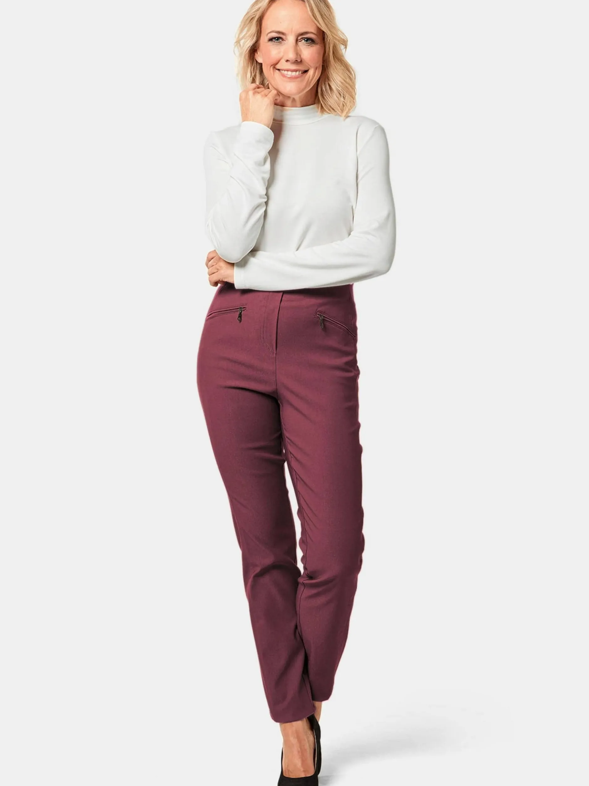 Goldner Damen Lange Hosen in bordeaux