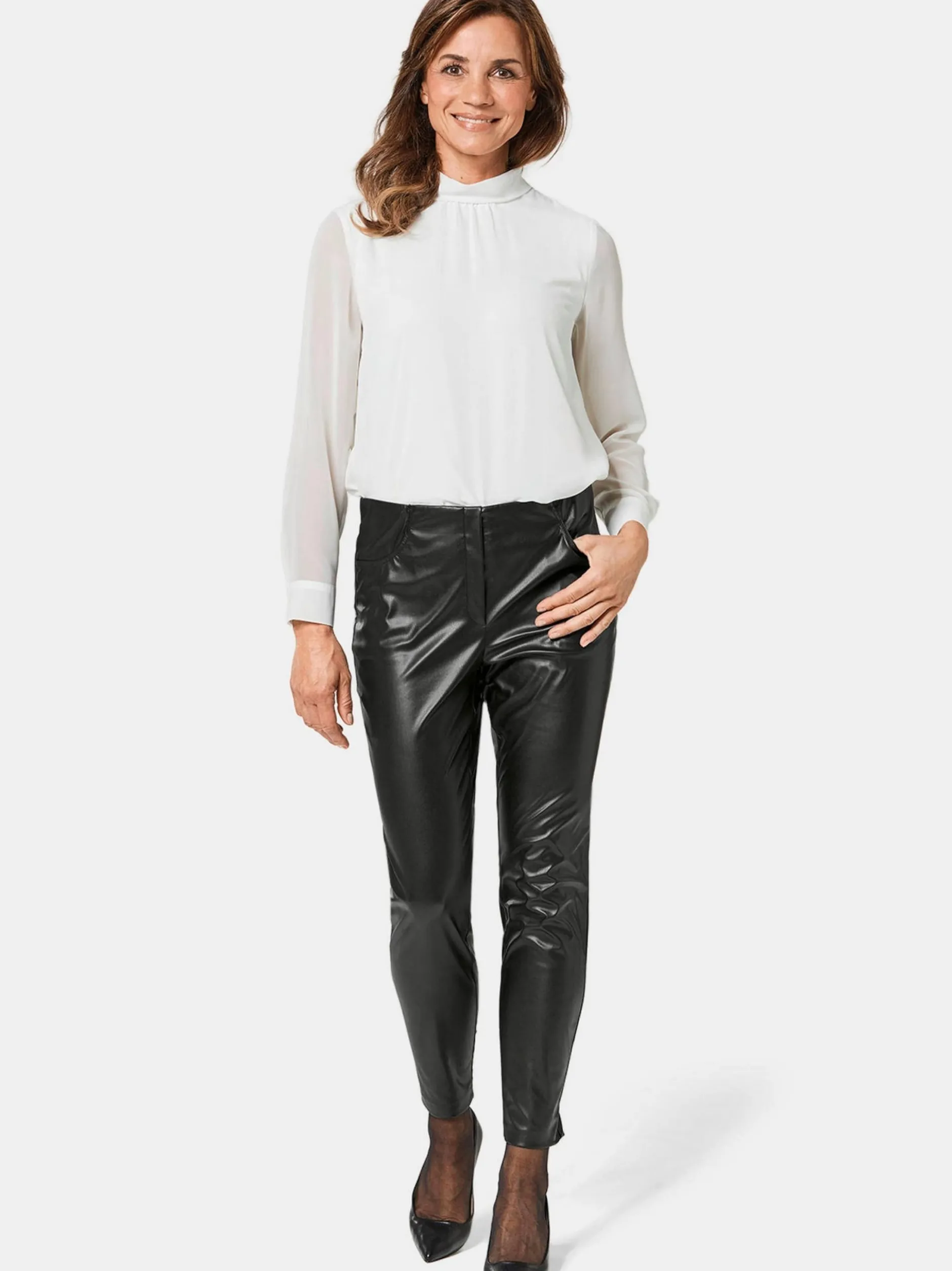 Goldner Damen Lange Hosen in schwarz