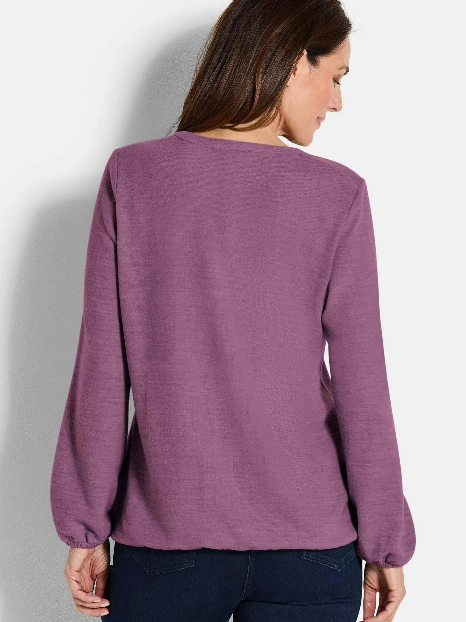 Goldner Damen Longshirts in aubergine - Ärmel: langarm