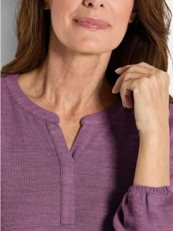 Goldner Damen Longshirts in aubergine - Ärmel: langarm