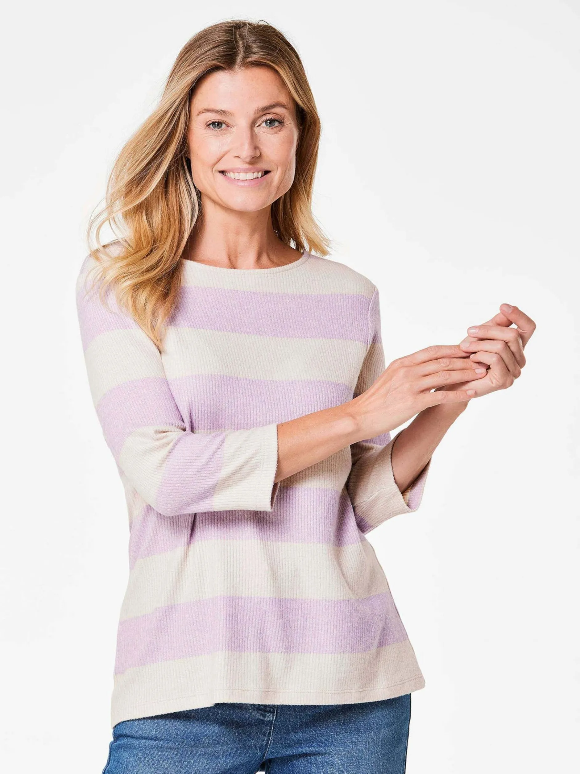 Goldner Damen Longshirts in flieder - Ärmel: 3/4 Arm