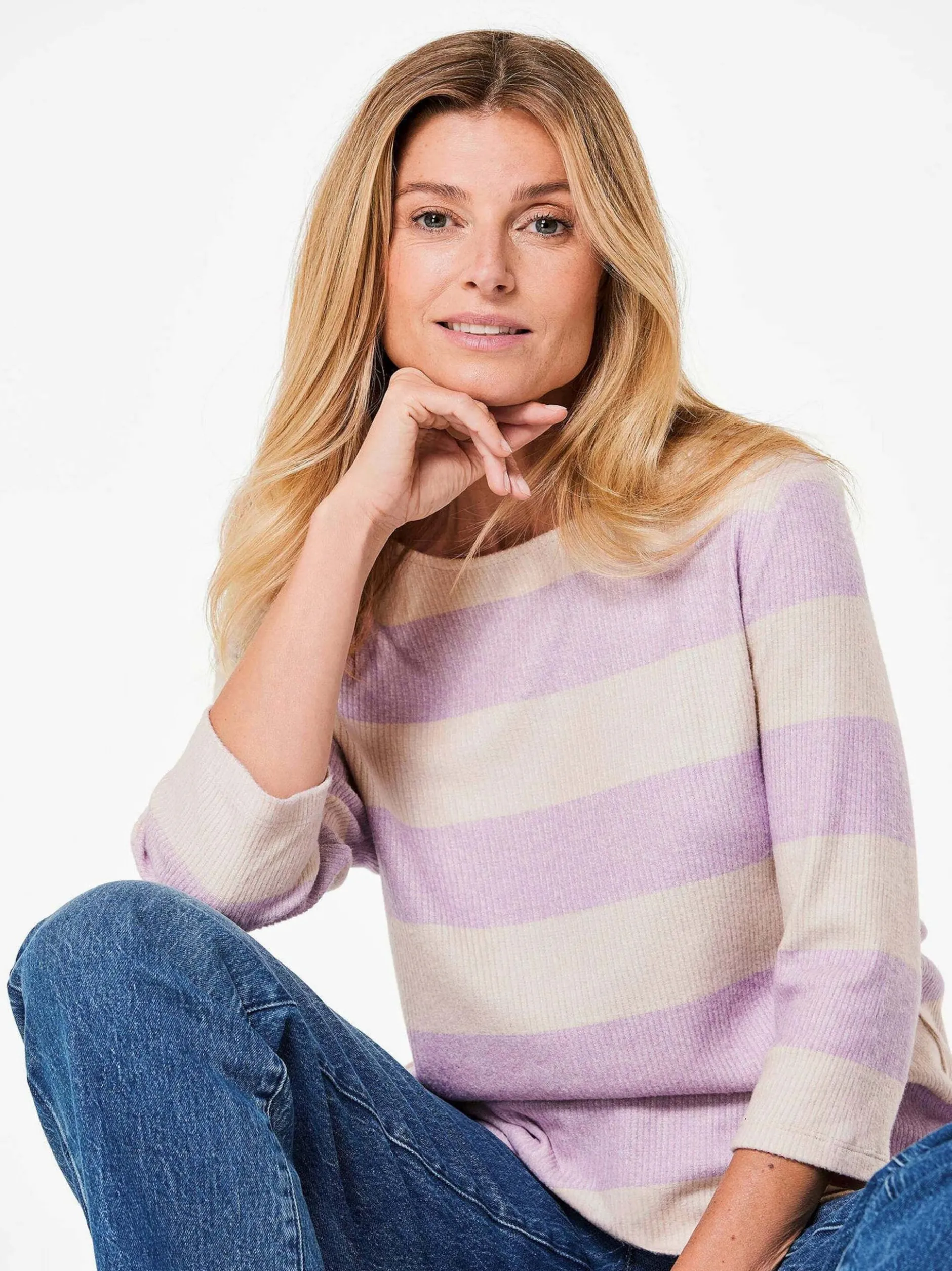 Goldner Damen Longshirts in flieder - Ärmel: 3/4 Arm
