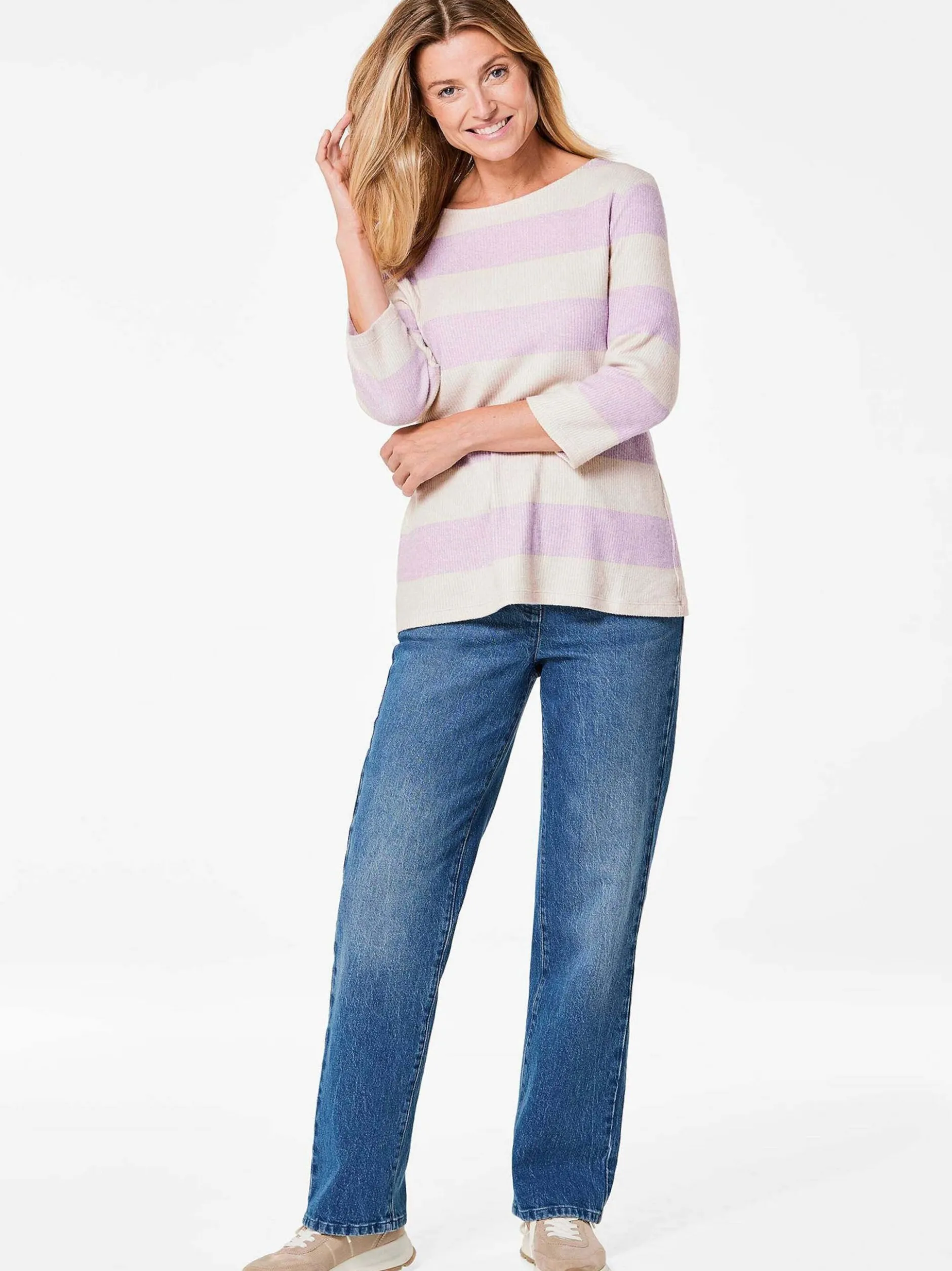 Goldner Damen Longshirts in flieder - Ärmel: 3/4 Arm