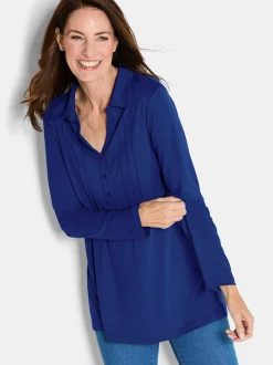 Goldner Damen Longshirts - Kurzgröße in royal