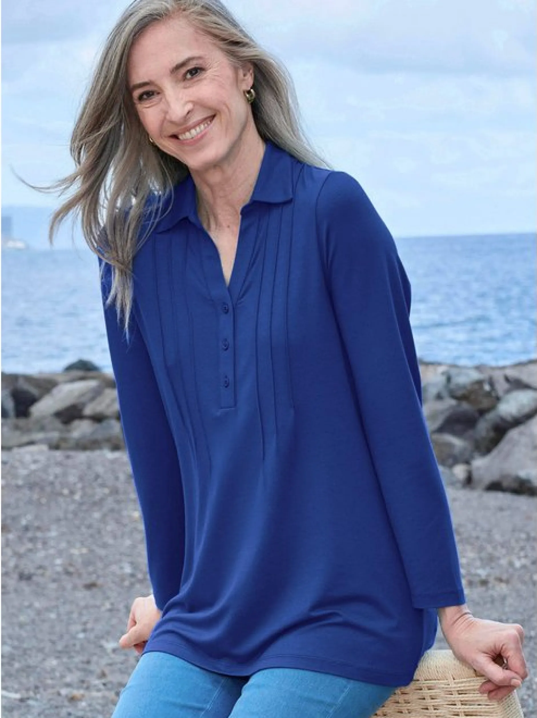 Goldner Damen Longshirts - Kurzgröße in royal
