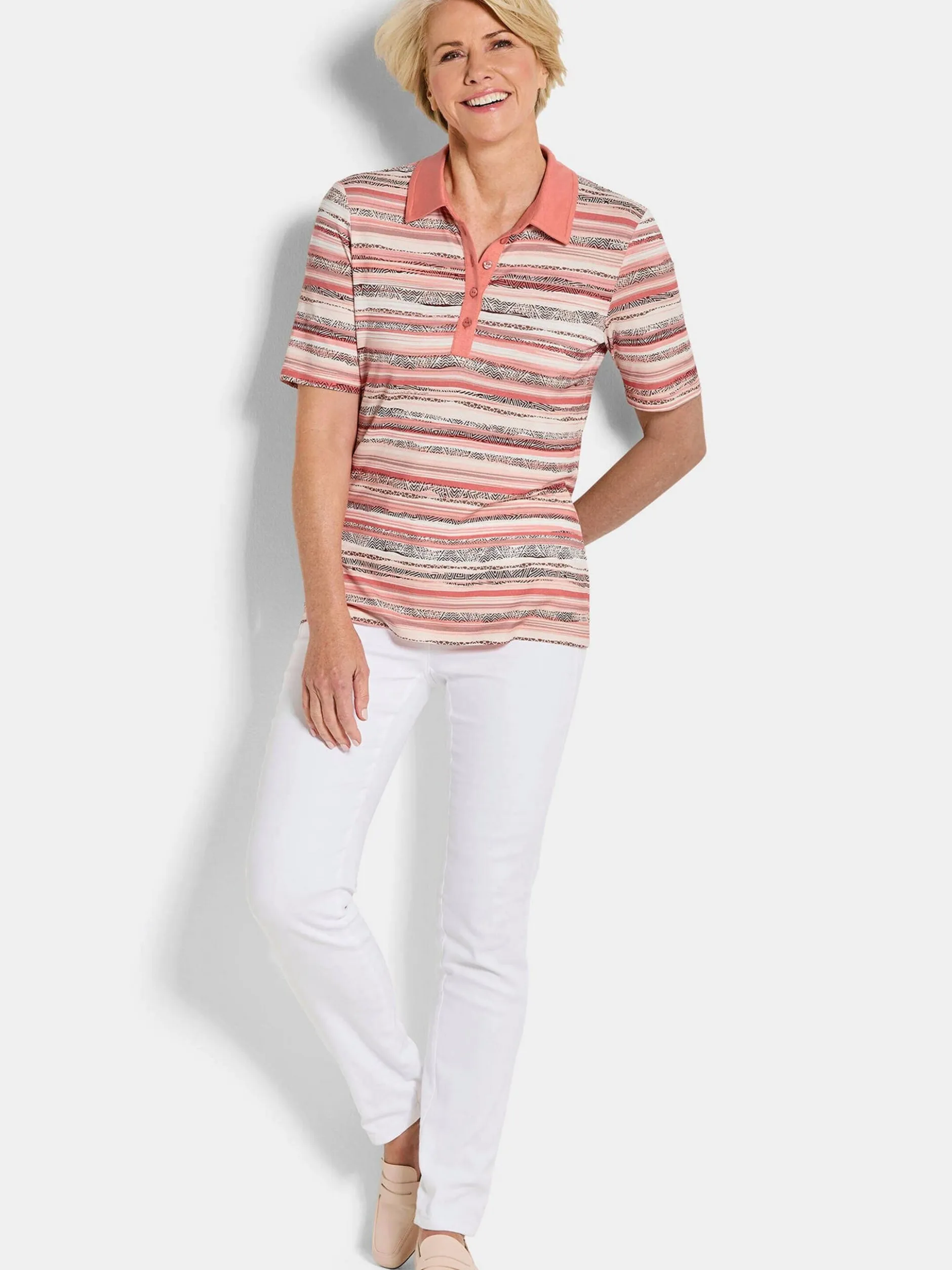 Goldner Damen Poloshirt in altrosa - Ärmel: Halbarm