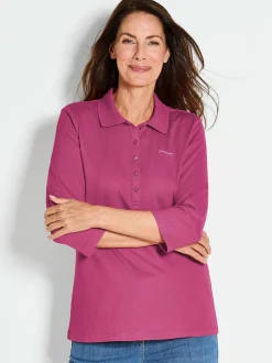 Goldner Damen Poloshirts in aubergine - Ärmel: 3/4 Arm