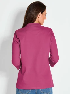 Goldner Damen Poloshirts in aubergine - Ärmel: 3/4 Arm