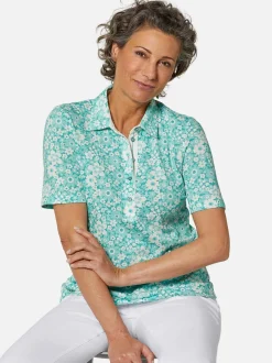 Goldner Damen Poloshirts in grün - Ärmel: kurzarm