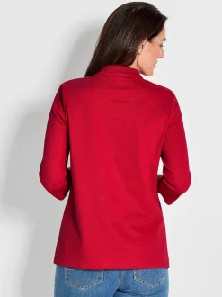 Goldner Damen Poloshirts in rot - Ausschnitt: Polokragen