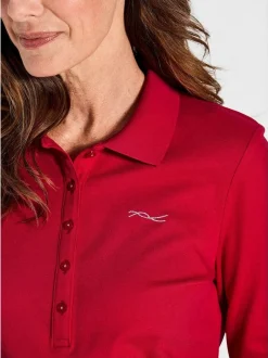 Goldner Damen Poloshirts in rot - Ausschnitt: Polokragen