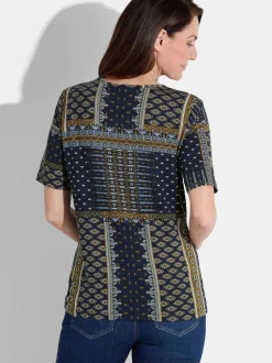 Goldner Damen Print Shirt in marine - Ärmel: Halbarm