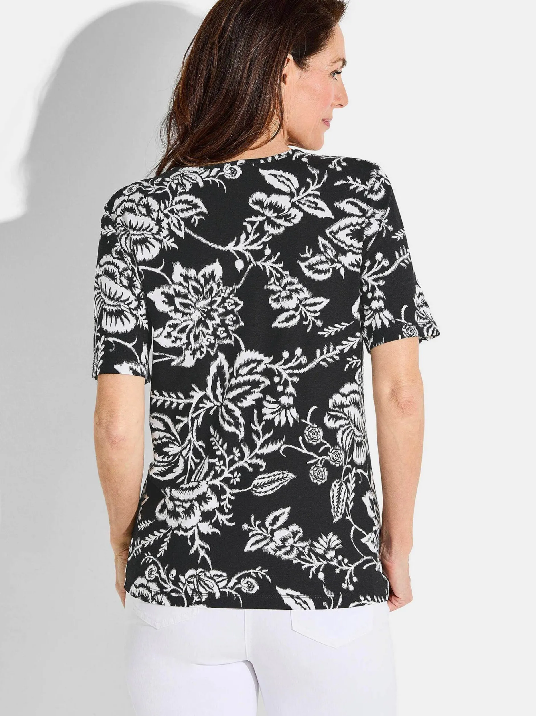 Goldner Damen Print Shirt in schwarz - Ärmel: Halbarm