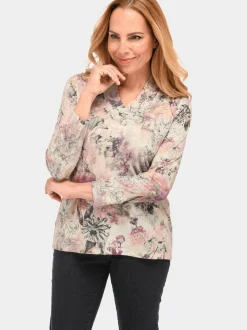 Goldner Damen Print Shirts in lila mehrfarbig