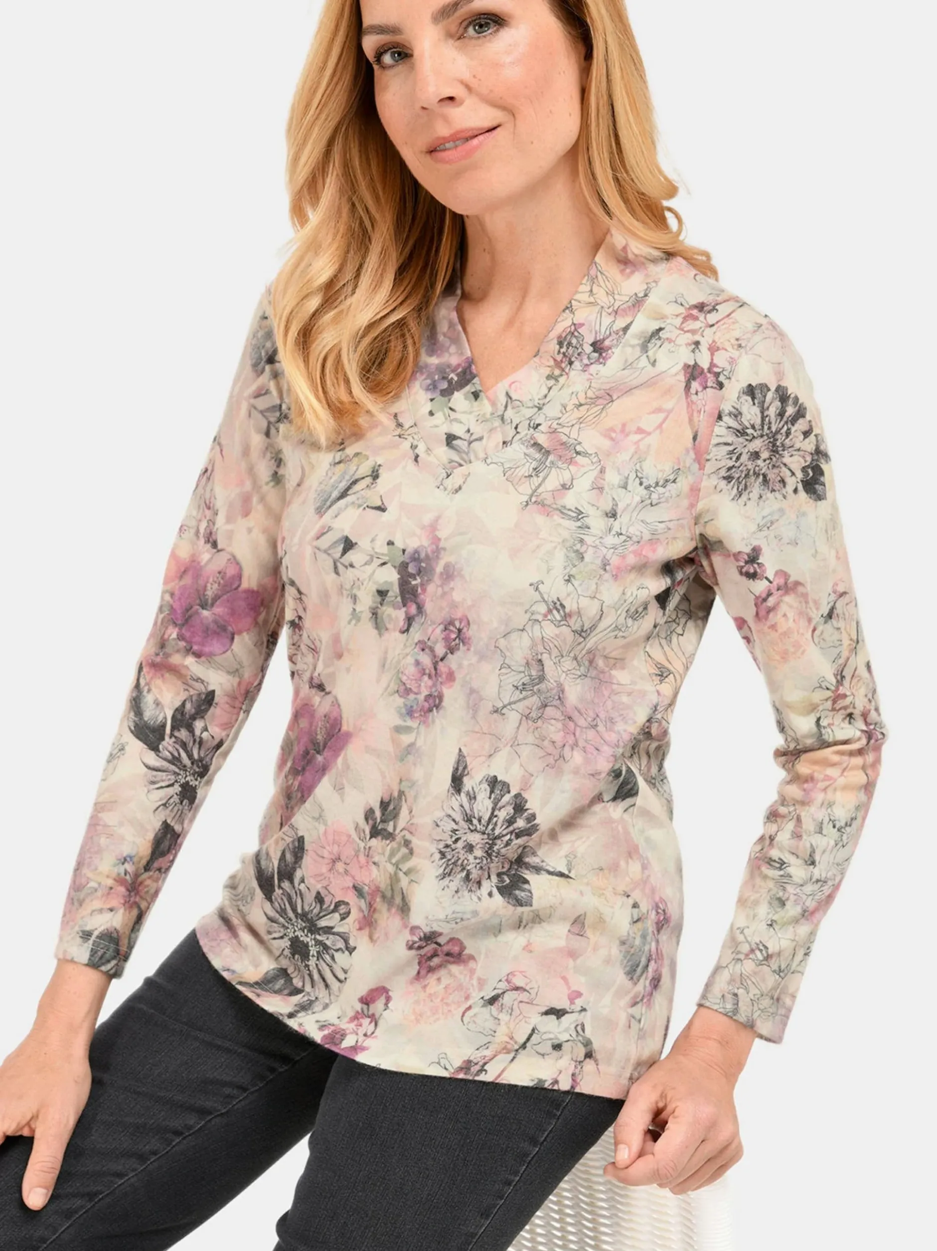 Goldner Damen Print Shirts in lila mehrfarbig