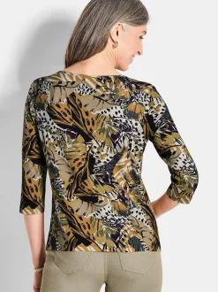 Goldner Damen Print Shirts in gelb - Ärmel: 3/4 Arm