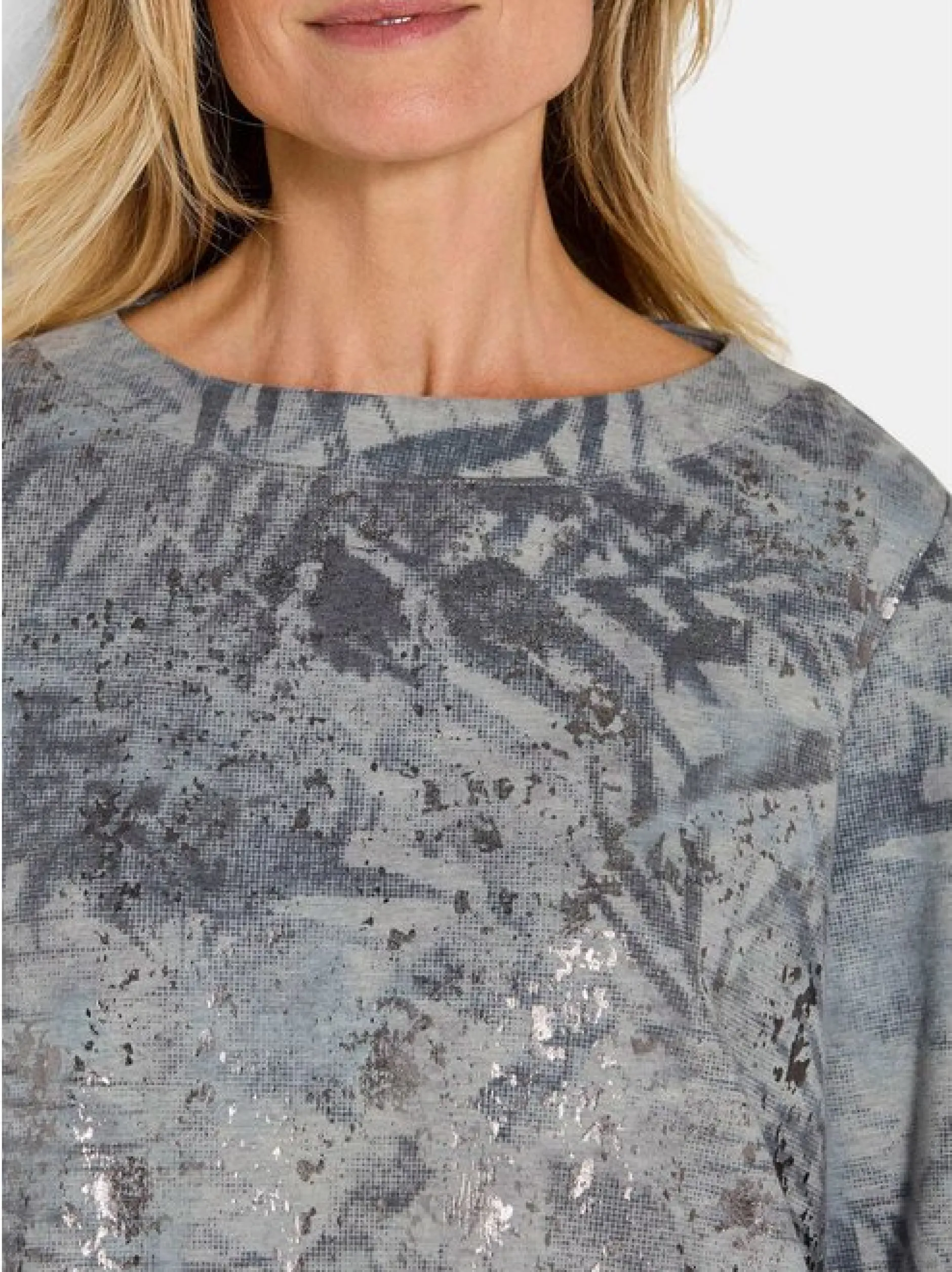 Goldner Damen Print Shirts in grau - Ausschnitt: U-Boot