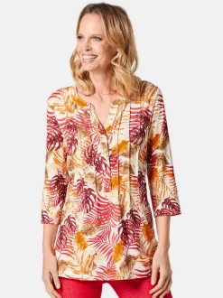 Goldner Damen Print Shirts in orange - Ärmel: 3/4 Arm